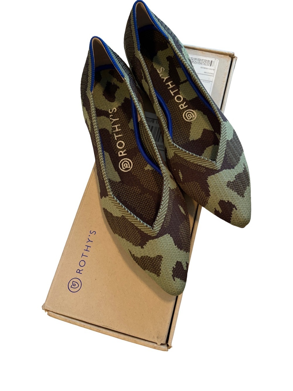 Rothy’s NIB The Point Flats Camouflage Women’s Size 9